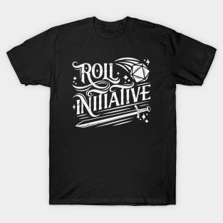 Roll Initiative Fantasy Vintage Text Light T-Shirt